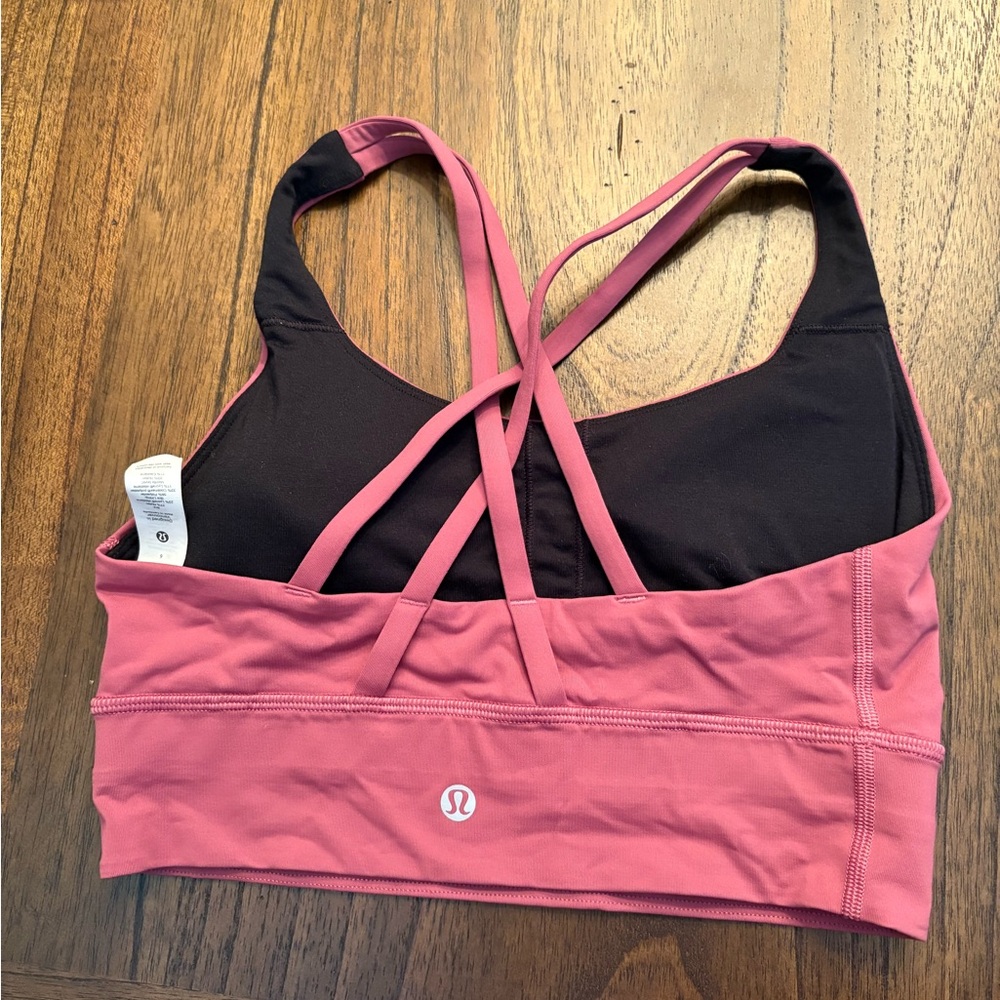 lululemon athletica Black and Pink Cross-Back Sports Bra